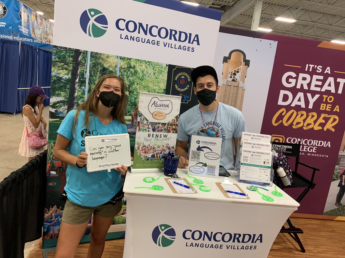 ConcLangVillage's tweet photo. Come visit Alice and Sabastiano at the @mnstatefair! They are at the CLV booth in the Education Building! Exclusive alumni swag! #mnstatefair #LiveTheLanguage #RenewYourPassport https://t.co/jvpBCPAd3b