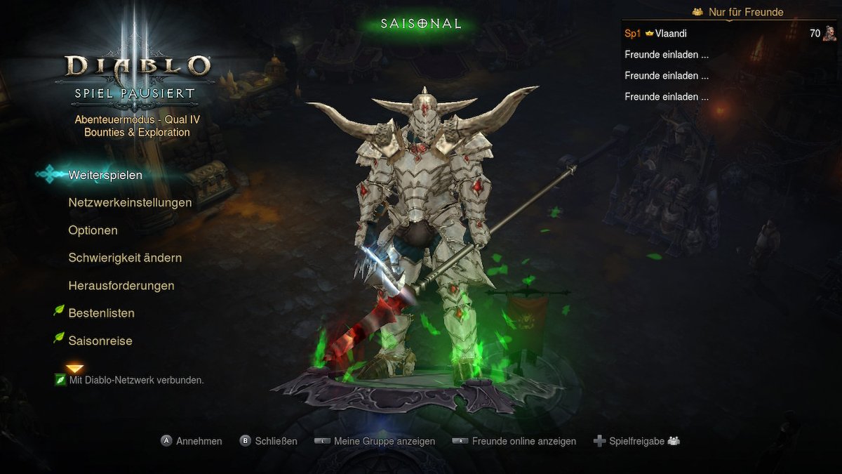 Vlaandi's tweet photo. Die ersten 4 Etappen sind geschafft und dadurch das Starterset für den Wirbelwind-Barbar bekommen. Jetzt das Set optimieren und weiteres Equipment für den Build farmen. 

#DiabloSwitch
#Diablo3
#Season27
#NintendoSwitch https://t.co/GsRoU61KxD