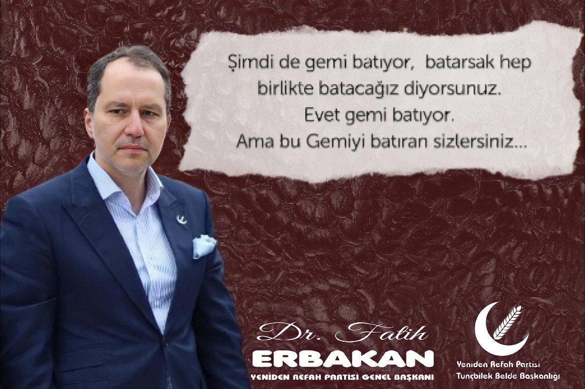 Tunçbilek Yeniden Refah (@yenidenatl) on Twitter photo 