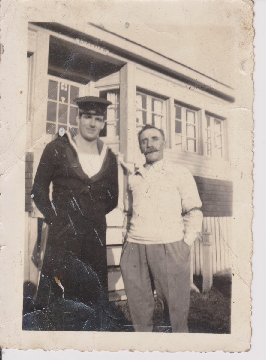 Archie749's tweet photo. @PaMemorial @RLitwiller @sandymcclearn @HMCSSACKVILLE1 @CWGC Thank you so much!  Here is one of the few pictures we have of David with Father at home in Collingwood, Ontario…a fine strapping lad! https://t.co/uIeMBhjpmt
