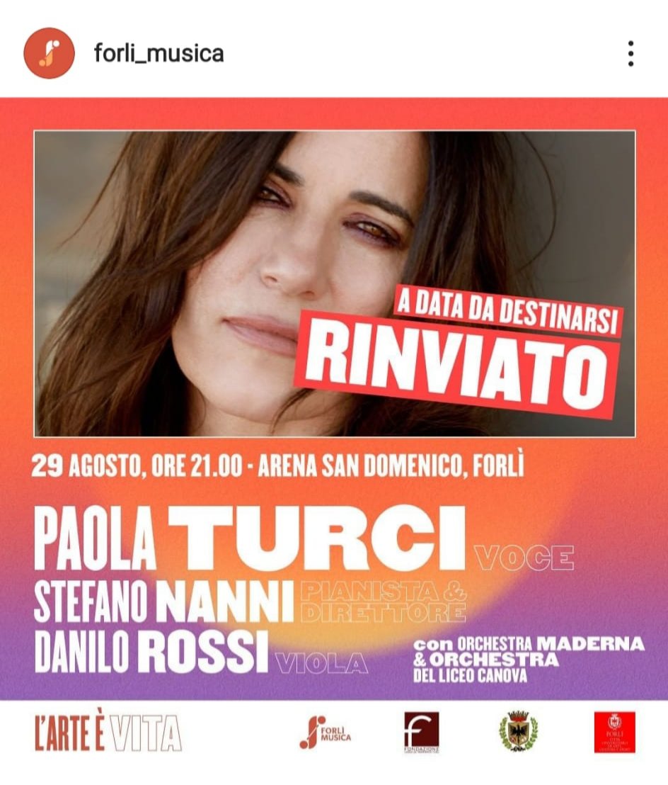 FilomenaGaspari's tweet photo. Dispiacere 😥
@paolaturci #concerto #Forli https://t.co/dg1Bby84cf