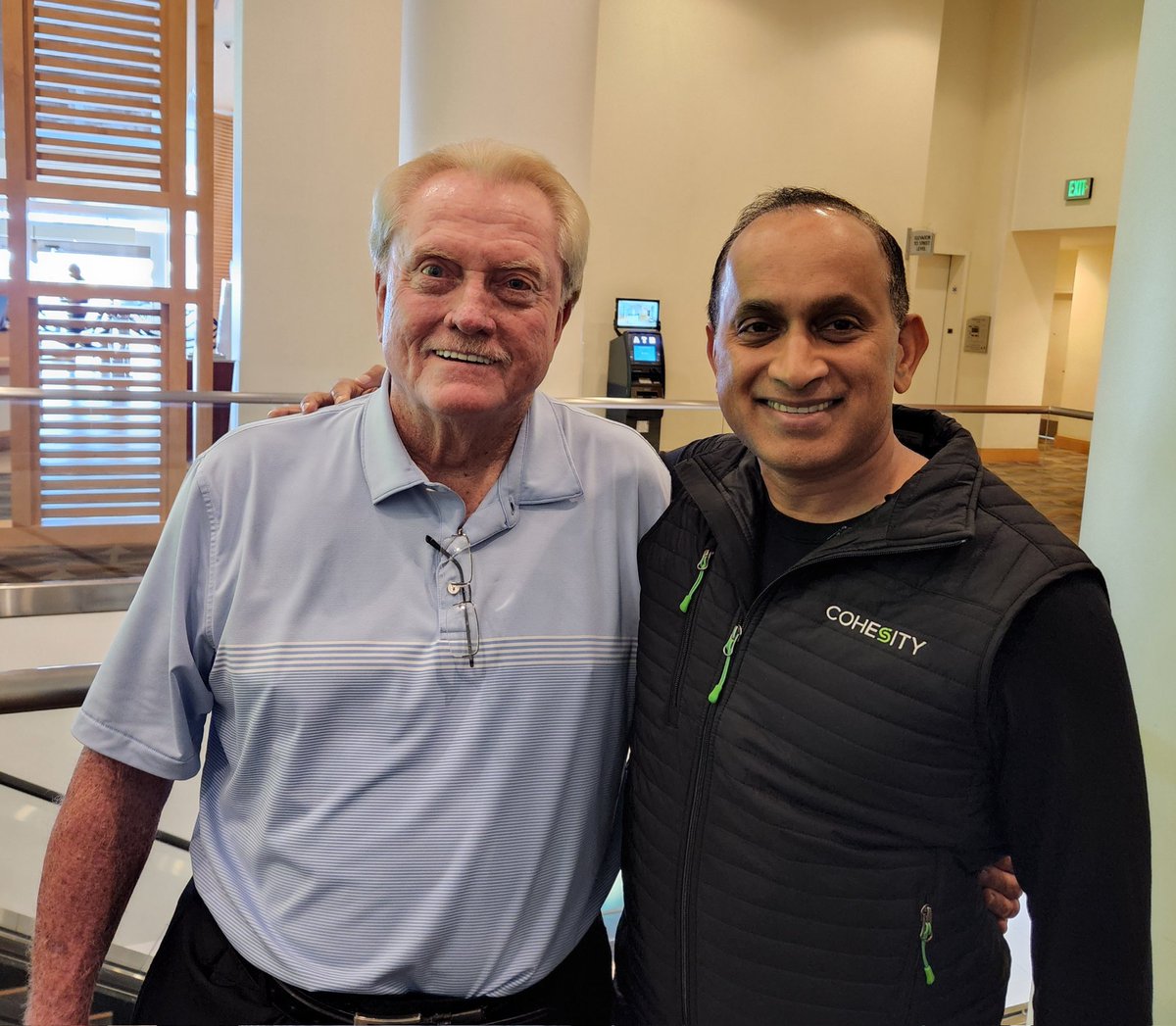 spoonen's tweet photo. Great to see this legend at our Kickoff this week -  Clark Masters, an incredible tech luminary @SAP...

@JuerMueller, Clark is a huge asset to your team😀, I appreciate the partnership I've had with him and all of you @SAP, both @VMware and now @Cohesity! https://t.co/YUFBWET499