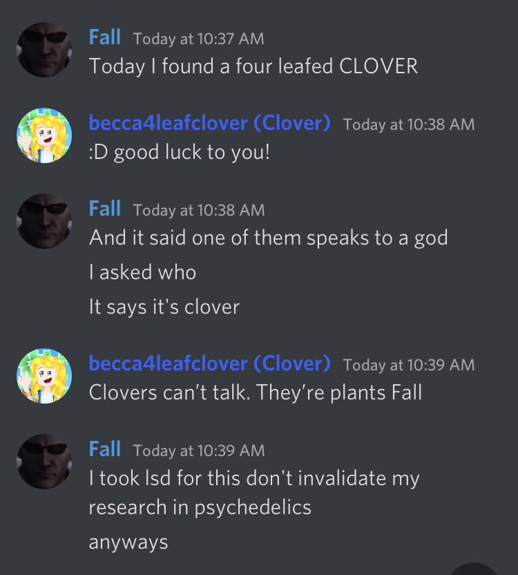 beca3leafclover's tweet photo. There’s conspiracies running about on the server… 

CLOVER 🍀 IS NOT THE WORLD GOD!! 🌎 https://t.co/RhniT0psuH