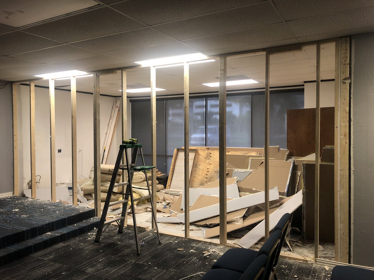 PastorDJNixon's tweet photo. Taking out wall to make more room in the sanctuary. #freedomtemplestrong https://t.co/EgoDSIXqLb