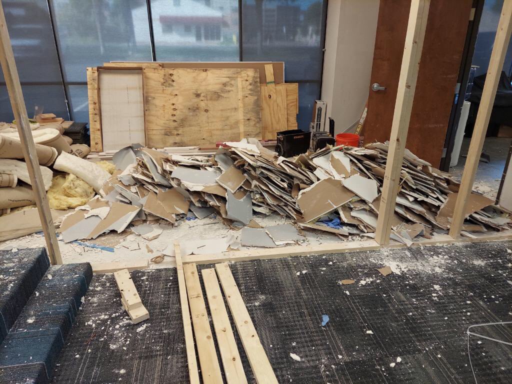 PastorDJNixon's tweet photo. Taking out wall to make more room in the sanctuary. #freedomtemplestrong https://t.co/EgoDSIXqLb