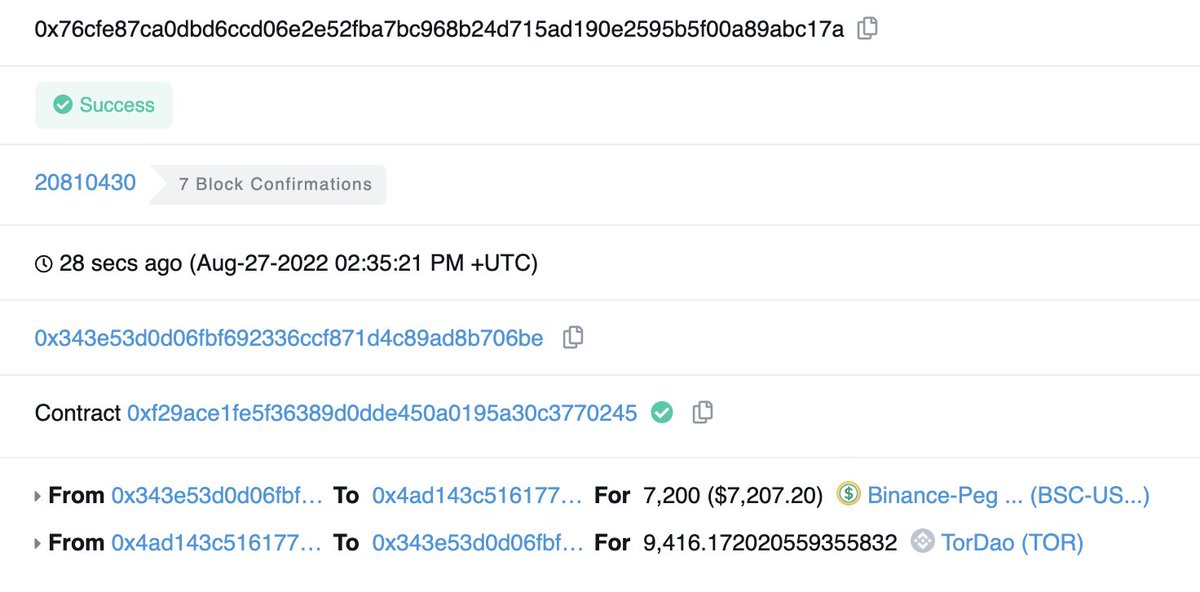 Tor_DAO_'s tweet photo. The repurchasing and destruction of the #Tor for today have been completed.  

✅The total repurchasing value is 7200 USDT. 
✅The destruction amount is 9416 #Tor. https://t.co/ewwfsumFBl