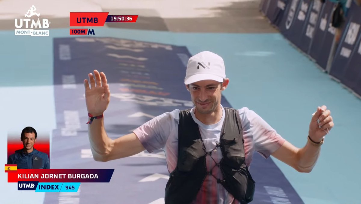 SortieLongue's tweet photo. #UTMB Victoire de Kilian Jornet devant Mathieu Blanchard. 
Les deux coureurs deviennent les premiers à passer sous la barre des 20h
Kilian Jornet égale le record de François D'haene 4v
🥇Jornet 19h49
🥈Blanchard 19h54
🥉Evans 20h34
#trailrunning #trail #chamonix #record #running https://t.co/mgS7SwfvQZ