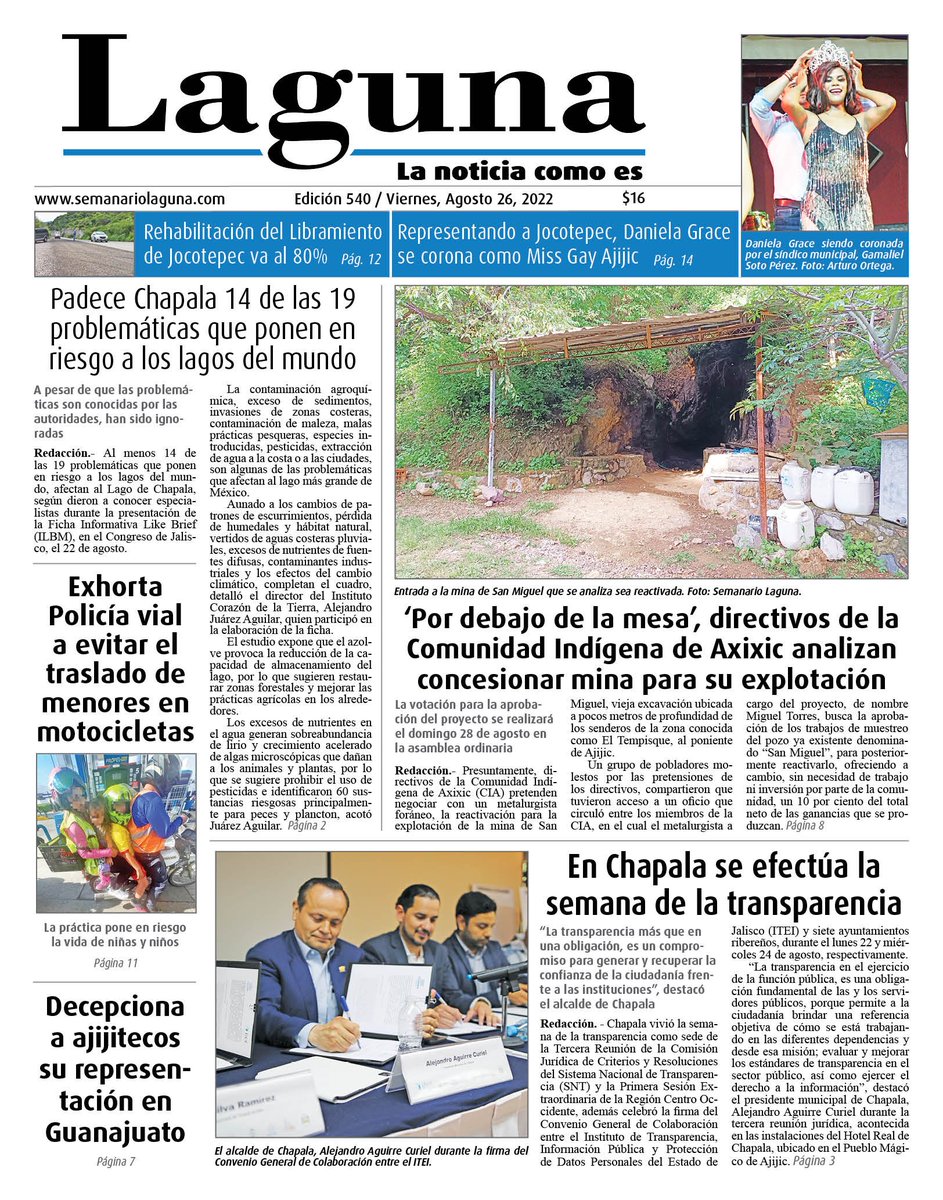 SemanarioLaguna's tweet photo. 🌐 #LagunaEdiciones | Echa un vistazo a la portada de la #edición 540 de Semanario Laguna 🗞 Búscala en tu tienda favorita o con nuestros repartidores y entérate antes del acontecer de la #RiberaDeChapala. ... Porque no todo está en internet. 😉
#Ajijic #Chapala #Jocotepec 📰 https://t.co/Xkq22gR79x