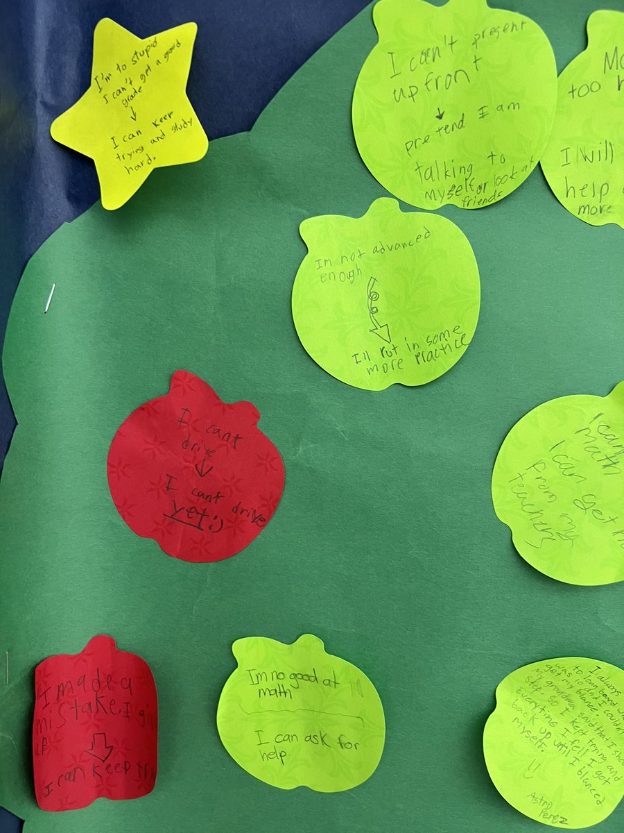 mslukins's tweet photo. 🏫First week of school - students 💪empowered themselves by changing “fixed mindset” statements into 🌳“growth mindset statements! @DeAnza_Academy #togetherwenavigate https://t.co/xmnjQ5K1b6