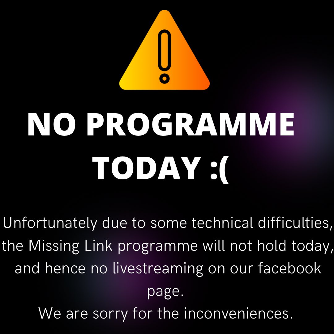 Heart2Build's tweet photo. Dear friends, 
We sincerely apologise for our inability to bring to you our weekly weekend radio live programme The Missing Link via Flo 94.9 Fm due to unforseen circumstances. Do bear with us for now while we promise to make it up to you next week. Have a beautiful weekend. https://t.co/wuNP9xrohj
