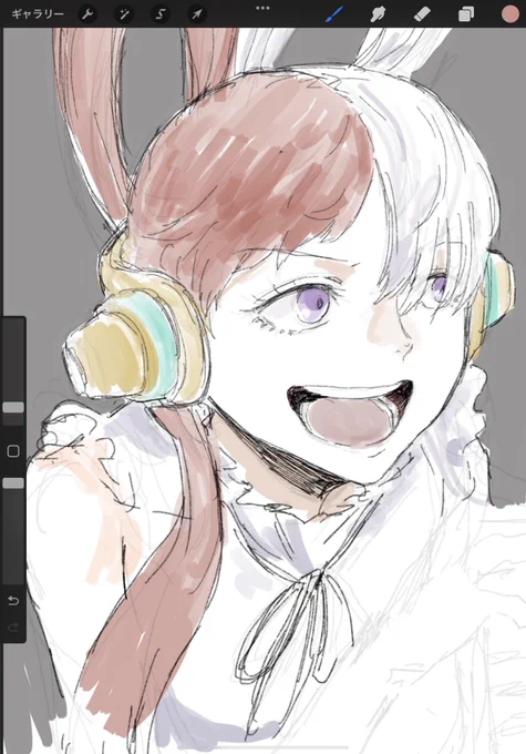 ウタのキャラデザめちゃシンプルで描きやす〜となった 