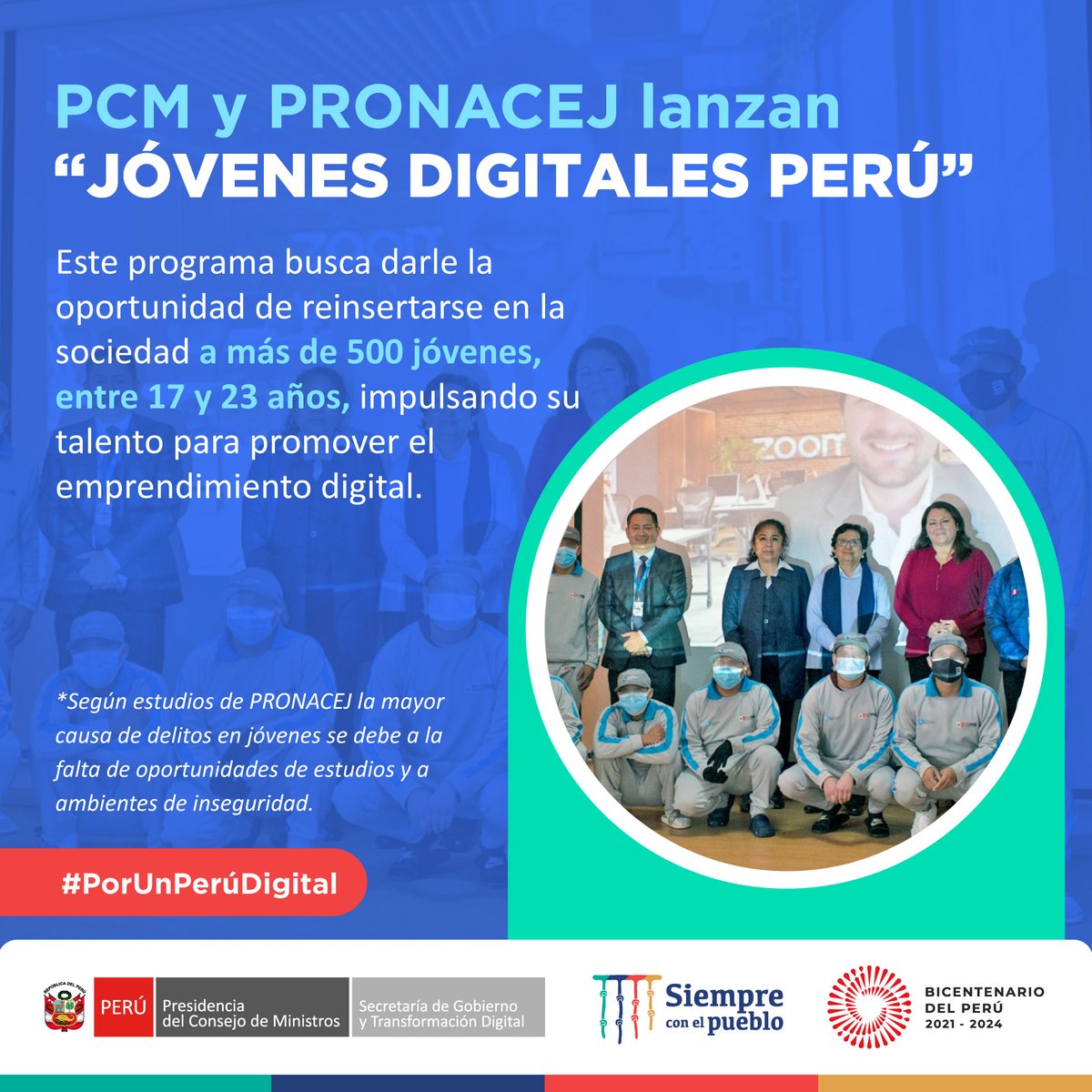#JóvenesDigitalesPerú | Trabajamos por ayudar a jóvenes que buscan reinsertarse en nuestra sociedad impulsando sus habilidades para el emprendimiento digital. 💪 🇵🇪

🗞️ Más información: bit.ly/3TlVN9J

#PorUnPerúDigital