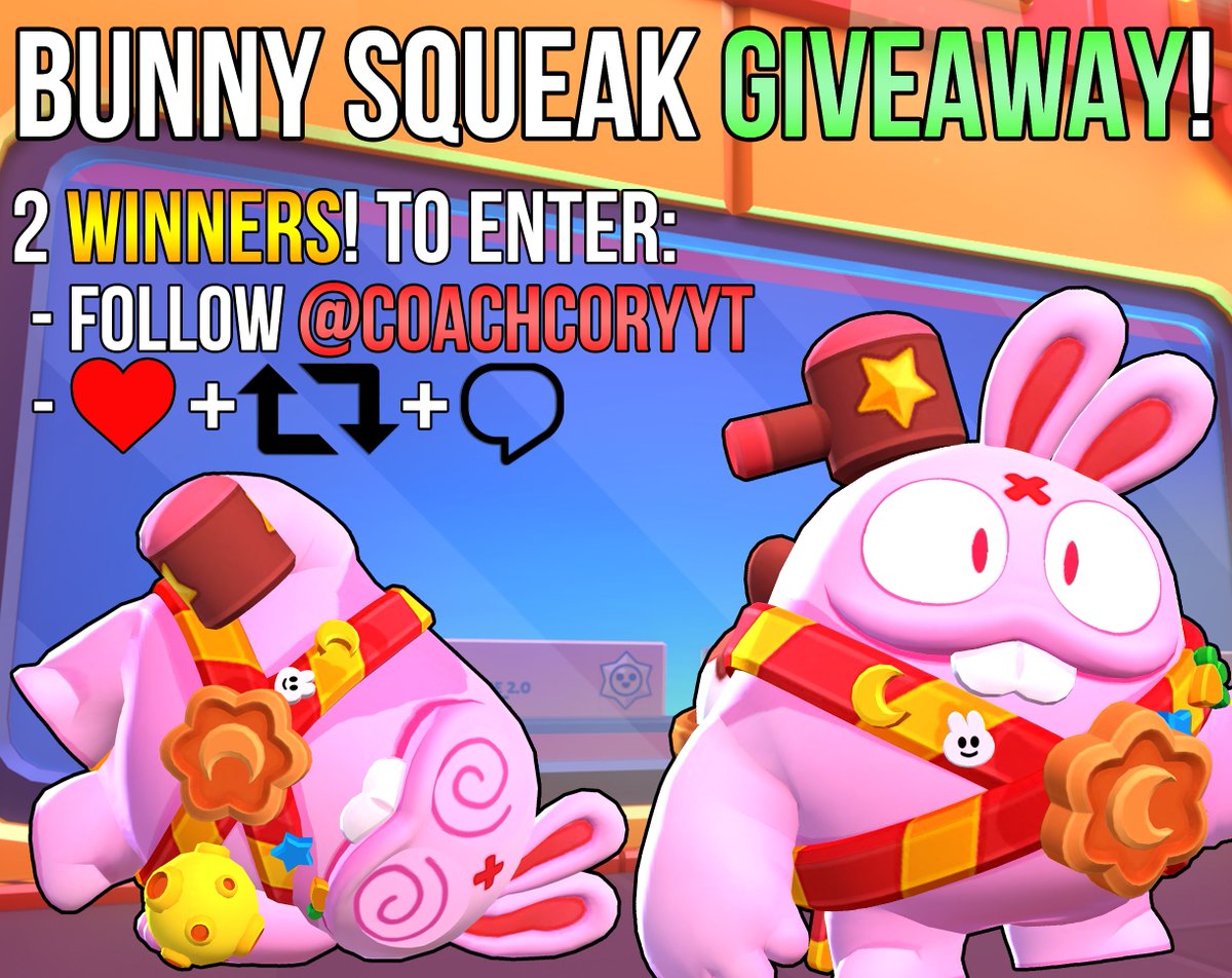 🚨BUNNY SQUEAK GIVEAWAY🚨 Rules to enter below ⬇️ Also giving away 3 MORE on Instagram! 🤩 Winners picked in early Sept! #BrawlStars #brawltalk #RobotFactory