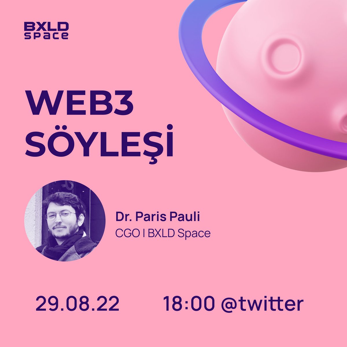 bxldspacetr's tweet photo. 3. Soru-Cevap etkinliğimizi sizinle paylaştığımız için çok heyecanlıyız 🎮🌌

 📅Ağustos 29. 2022

 ⏰Saat 18.00 UTC(+3)

 📍 BXLD Space TR kanalı

 🗣️ CGO Dr. Paris Pauli 

Discord: https://t.co/HBt23ZIqEp…

#web3 #GameFi https://t.co/zf8pf3DOa0