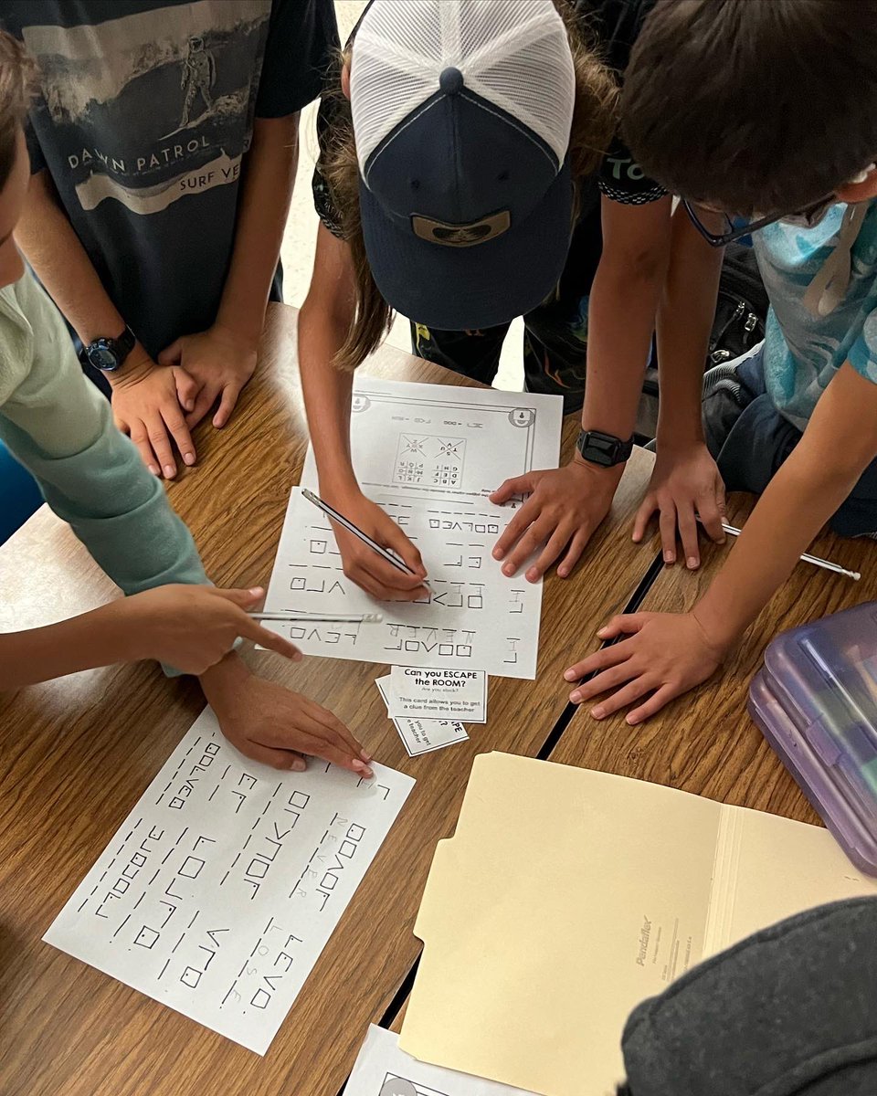 mslukins's tweet photo. 😱ESCAPE ROOM🔐 Challenge today—SO proud of student teams for completing all 4 tasks to “escape” the classroom—decoding a cipher, class scavenger hunt, solving a puzzle, and the chain game! @DeAnza_Academy #togetherwenavigate https://t.co/Nnpt9JbffW
