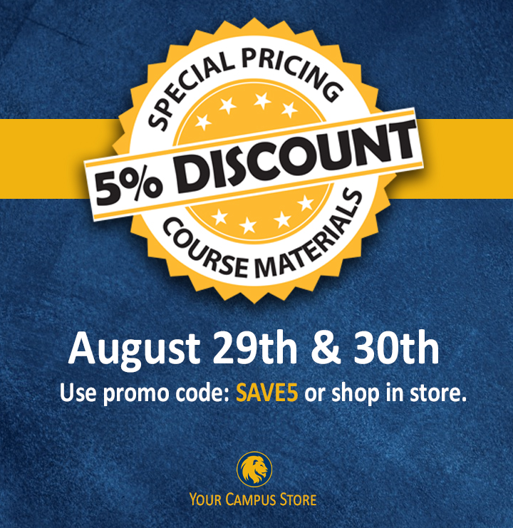 etamuniversity's tweet photo. Due to a great response the first time around, the #TAMUC campus bookstore is again offering a 5% discount on all course materials (except inclusive access) on Aug. 29 &amp; 30!  Drop in to shop or visit us online at https://t.co/cJ9CK7WgwW and use promo code "SAVE5" https://t.co/tKfIL0KLai