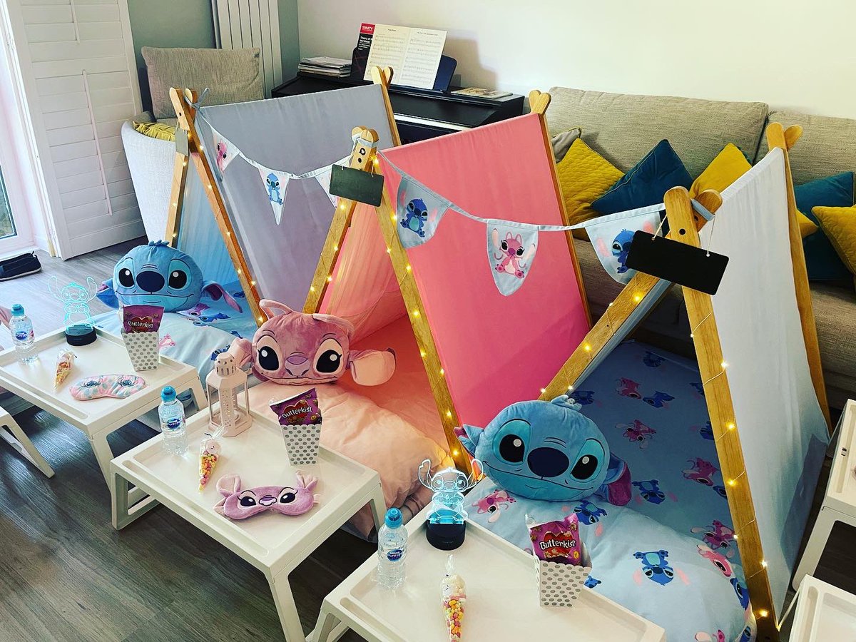sleepoverstarzz's tweet photo. Stitch AND Angel themed sleepover for a lucky 10yr old in Johnstone 💙💖

If anyone who has a Stitch sleepover booked would like to change to add in Angel, just let me know 🙂
#sleepover #party #glasgow #johnstone #liloandstitch #stitch #angel #stitchandangel https://t.co/axrVXVMQ95