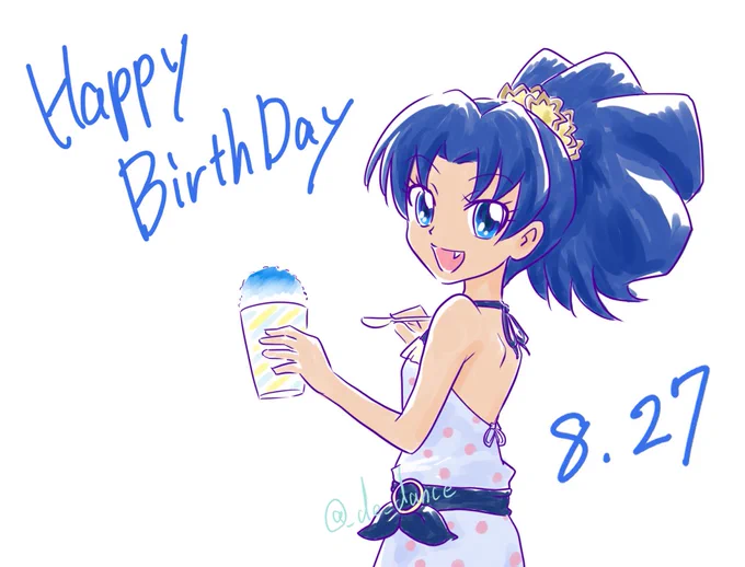ちょっと過ぎてしまったけど…誕生日おめでとう 二年前に描いたキュアぱず水着衣装あおちゃんを再編集#立神あおい生誕祭2022 