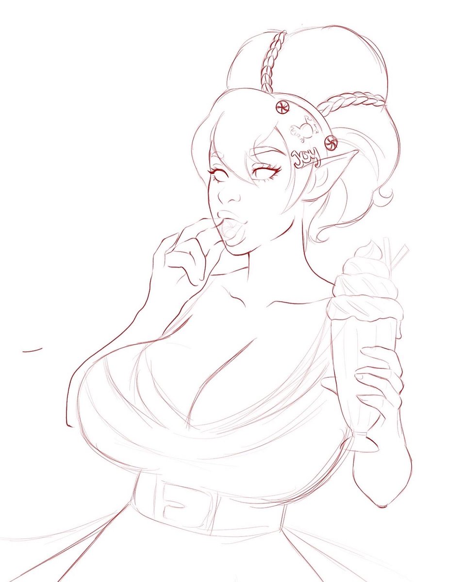 Honeyart82's tweet photo. Sketch🥰🥰#sketch #wip #art #ArtistOfTheSummer #christmas #bidybuilder #elf #procreate https://t.co/YcyZt304a2