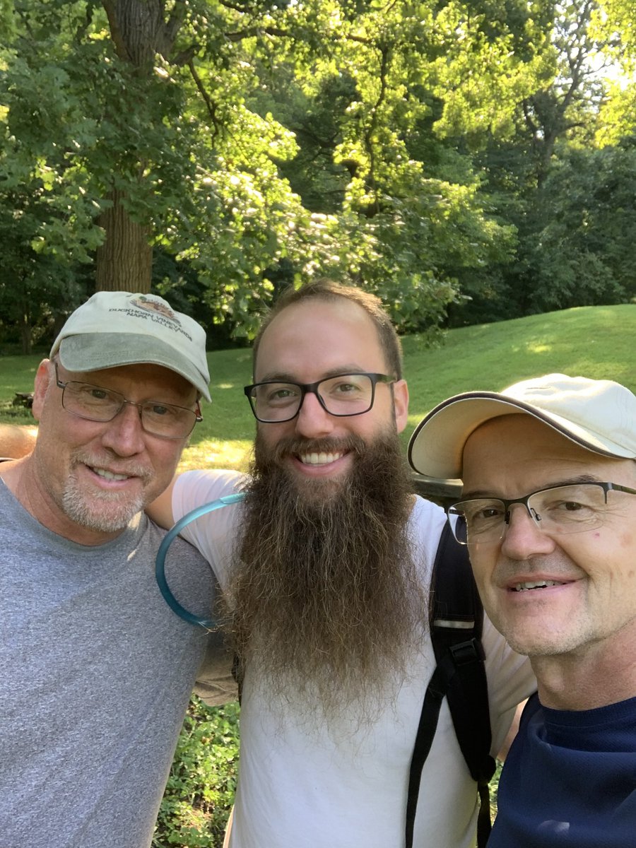 PitscoEdFarmer's tweet photo. We had Nathaniel with @E90Official (and Bruce) visiting KC for a beautiful hike on the 
Swope Park trails last week. What a physical and spiritual boost! Thanks, Brothers! #exodus90 https://t.co/oMwJS2GBRp