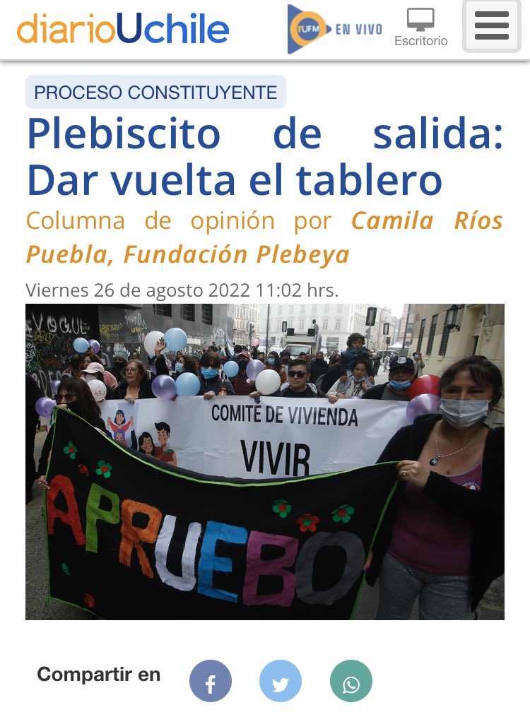 PlebeyaChile's tweet photo. 🗣 “Se vuelve legítima la preocupación por desaprovechar la oportunidad que hoy día tenemos de realizar cambios profundos en nuestro país”
📲La reflexión de @Cami_ii, integrante del equipo de #PlebeyaChile, publicada en @uchileradio 
Léela completa 👉🏽 https://t.co/zCGwWF0kzC https://t.co/i7oFljWxch