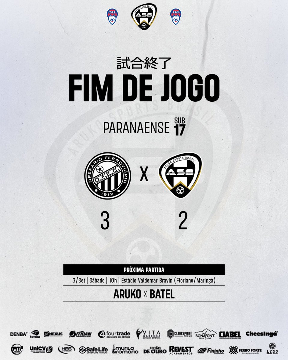 ogalomaringa's tweet photo. #BaseAruko | Final de jogo em Ponta Grossa! O Aruko não tem mais chances de classificação! Nossa última partida no Paranaense Sub-17 é contra o Batel!
#SamuraiBlack #Aruko #futeboldebase #paranaensesub17 #futebolparanaense https://t.co/IrBeO3gS62