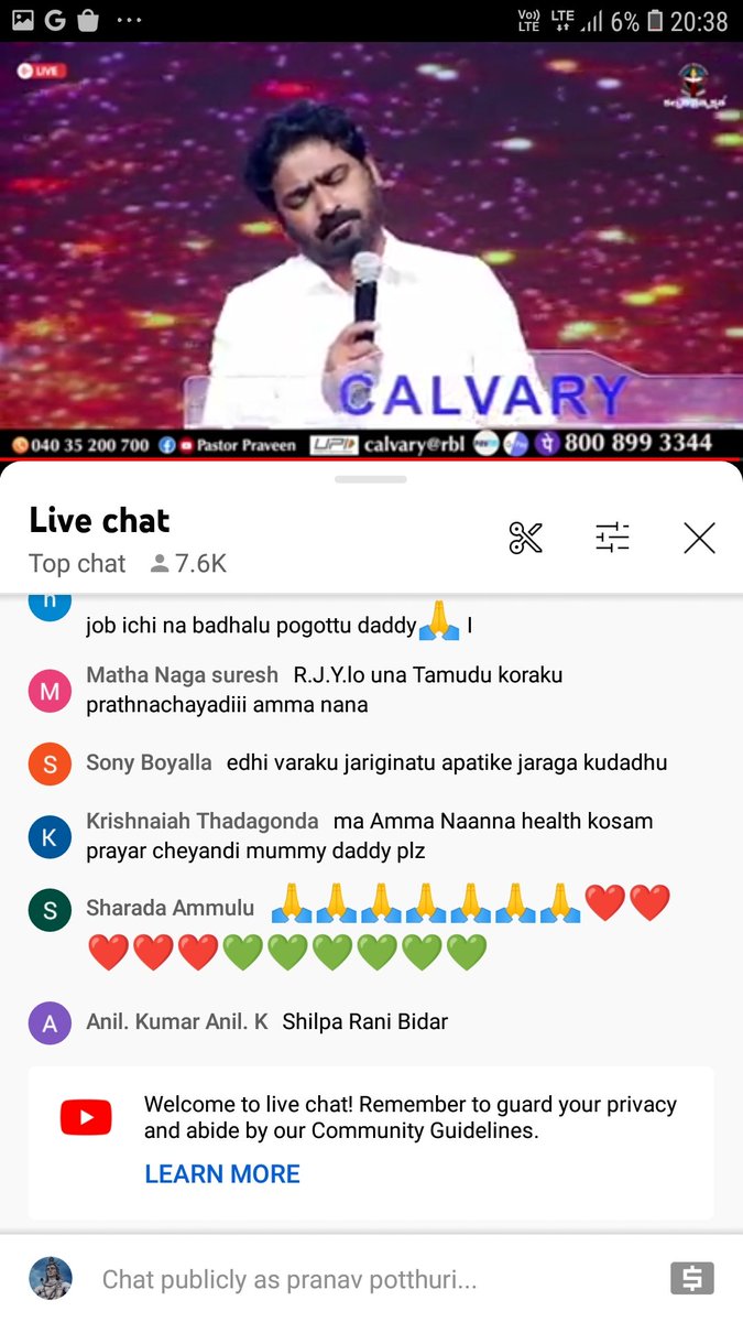 Roju pastor praveen live pedthadu aa live ki roju 7.5 k members to 20k members vastharu...aa live chusinappudalla anipinchedhi intha mandhi matham marara vammo
@ShivaShakthiOrg 
@karunakarsugguna