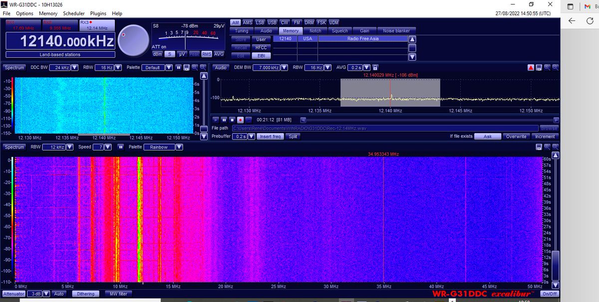 GrondinRene's tweet photo. Radio Free Asia
Tinian Island, Northern Marianas, Commonwealth
Web site: https://t.co/o7aizKqNIw;
Bearing and dist from Plaine des cafres: 76° 10661,18 km
Freq: 12140 kHz SINPO: 35333
Mode: Am
Program in Cambodian
PWR :250 Kw 14:00 Utc
Radio: WR-G31DDC Excalibur
Ant: MLA-30 + https://t.co/eo2Rxww6t8