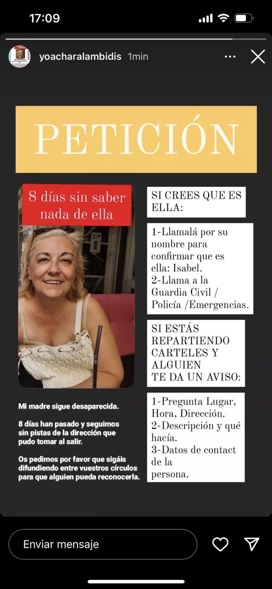 moniketaperez's tweet photo. SEGUIMOS BUSCANDO A ISABEL🙏🏻🙏🏻🙏🏻🙏🏻🙏🏻🙏🏻🙏🏻 https://t.co/gSTww2eEuc