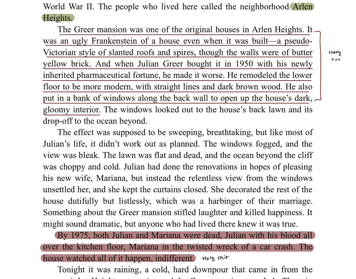 me: *wants to annotate book beautifully
but also me: annotates the whole page* 

TW: MENTION OF K1LL1N6 
BOOK TITLE: Book of Cold Cases by Simone St. James