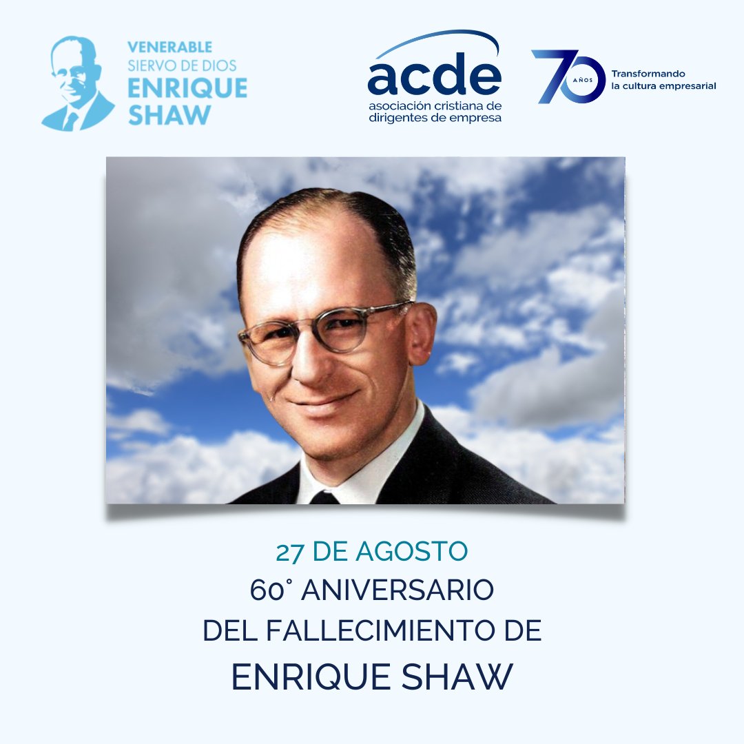 Hoy 27 de agosto se cumplen 60 años de la partida de <a href="/EnriqueShaw_/">Enrique Shaw Oficial</a> 🙏

Su vida marcó un camino: fue un empresario involucrado en el desarrollo humano de sus empleados, comprometido con la vida institucional y con el desarrollo del país.