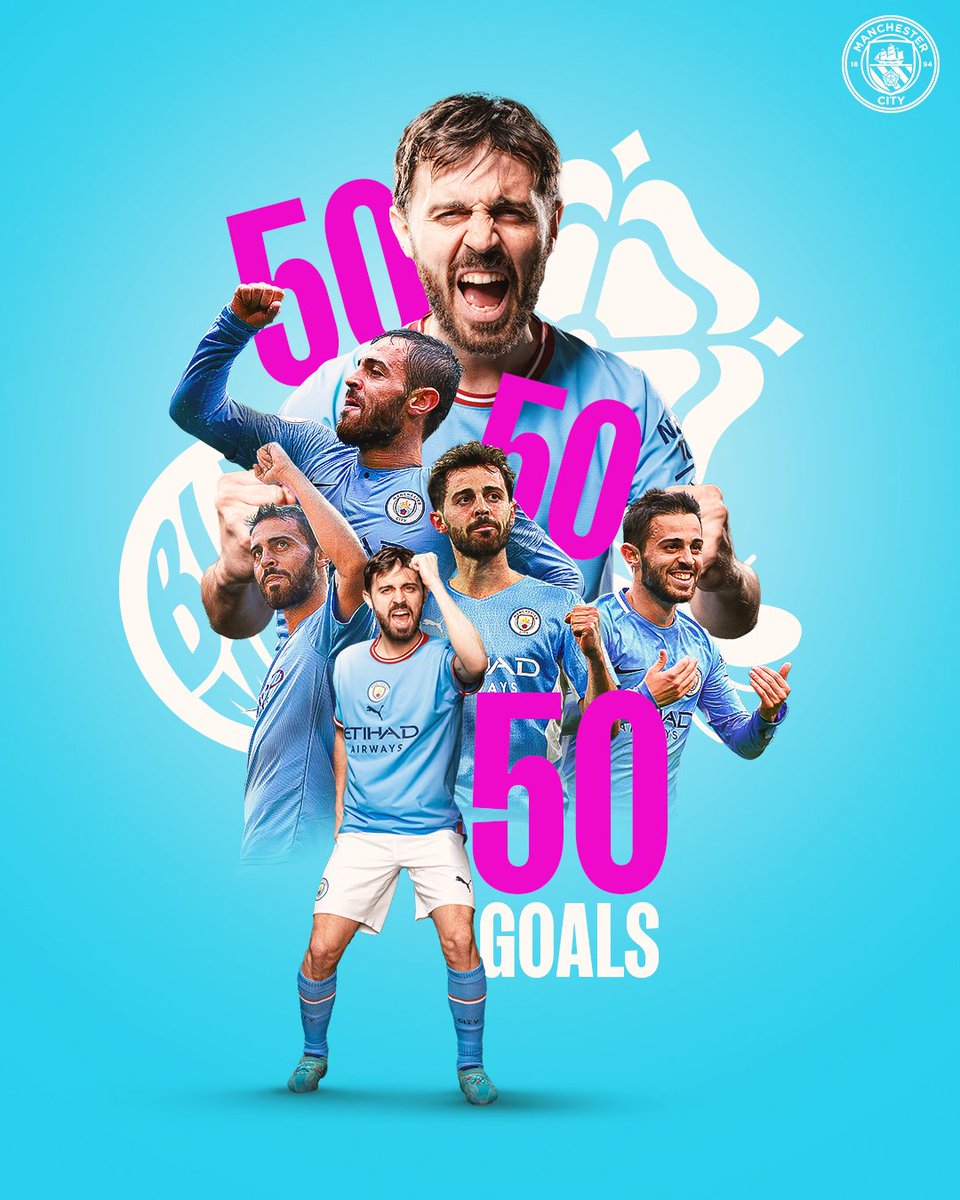 ManCity's tweet photo. 5️⃣0️⃣ City goals for @BernardoCSilva! 🌟

🔵 1-2 🦅 #ManCity https://t.co/ZTSwADzXS7