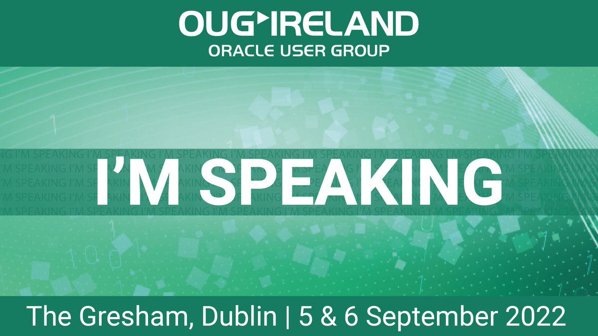 Niall_McP's tweet photo. #OUGIreland is just over a week away.
Two days packed with great technical content.
I'll be speaking about creating a search API using #ORDS, #PLSQL, #REST and #OracleText
Looking forward to seeing you there on Monday, 5th of September.
#Oracle #database @UKOUG @OracleREST https://t.co/uWlUvv0ipM