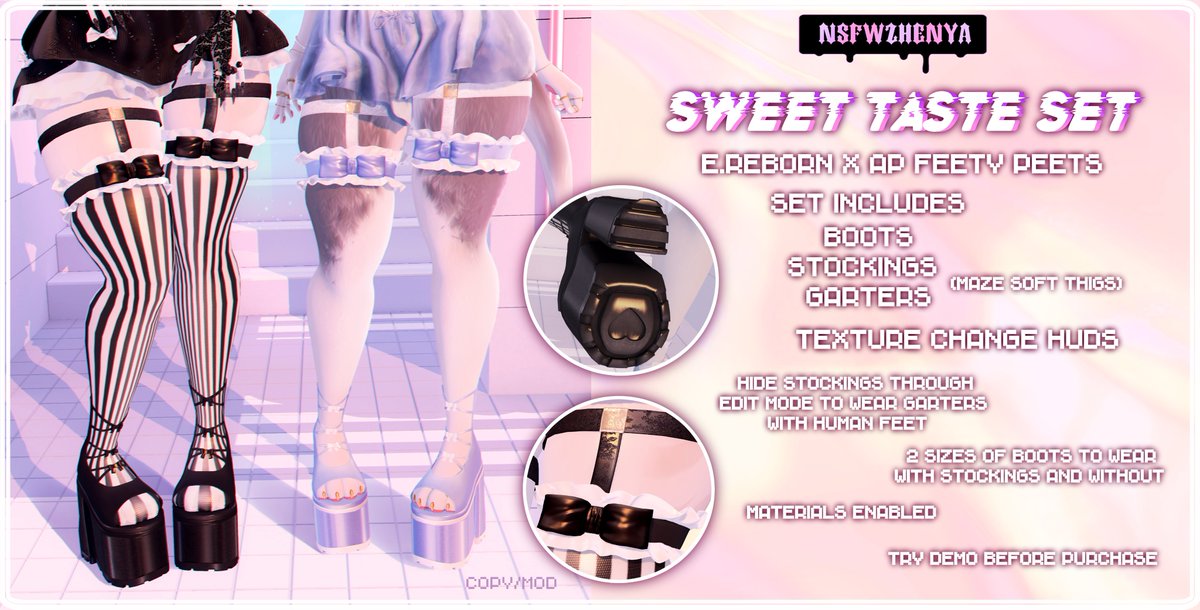 !NEW!
NSFWZHENYA - Sweet Taste Set

Flickr with info (please read): flickr.com/photos/1951632…

Taxi: maps.secondlife.com/secondlife/Dia…