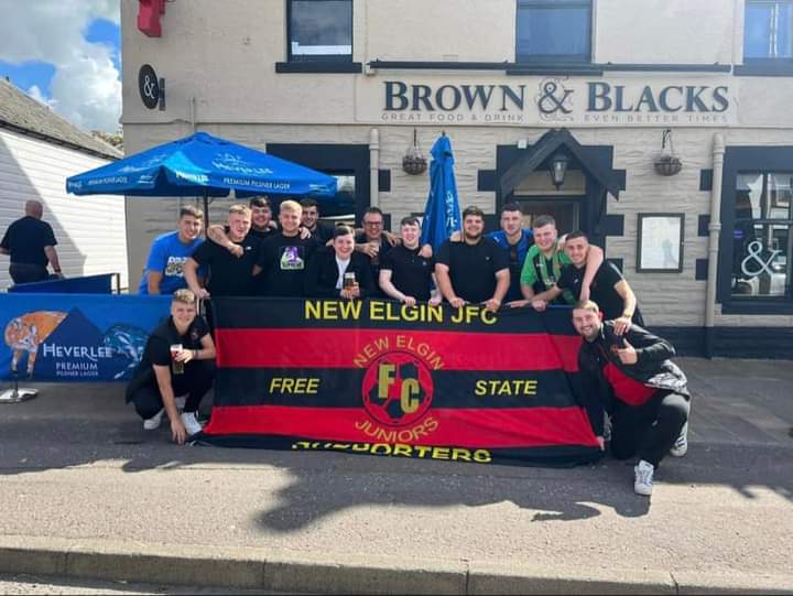 New Elgin Juniors fans at Scone Thistle this afternoon

<a href="/newelginjfc/">New Elgin JFC</a>