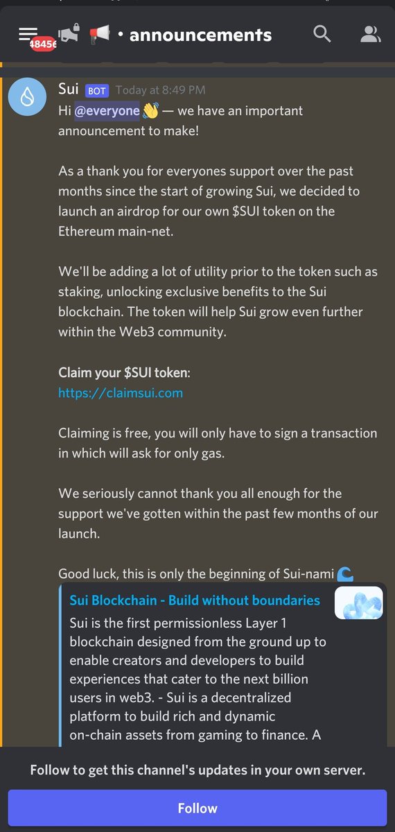 IndianCryptoKid's tweet image. #Sui Discord likely hacked. Please don't interact with false Airdrop links @Mysten_Labs @b1ackd0g @kohkim @EvanWeb3