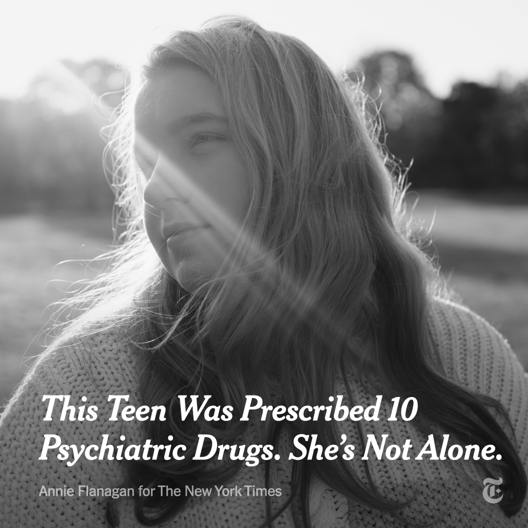 nytimes's tweet photo. "This is a generation of guinea pigs."

Anxious and depressed teens are increasingly using multiple, powerful psychiatric drugs — many of them untested in adolescents. https://t.co/Y6GREpZSTH https://t.co/hpN8o9LNZC