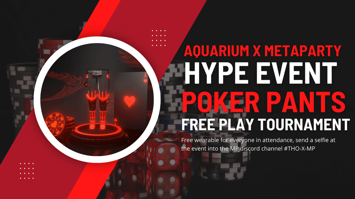 MetaParty (@metapartydcl) on Twitter photo <a href="/TheHolyOnesNFT/">The Holy Ones</a> X MP free play tournament is going down tonight 7pm UTC at <a href="/TheAquariumdcl/">The Aquarium Casino</a> 🎉
Everyone in attendance will receive a legendary skeleton wearable, post a selfie at the event into the MP. Top 10 in the tourny get a bonus Legendary wearable😃
events.decentraland.org/event/?id=f6c5… <a href="/TheHolyOnesNFT/">The Holy Ones</a> X MP free play tournament is going down tonight 7pm UTC at <a href="/TheAquariumdcl/">The Aquarium Casino</a> 🎉
Everyone in attendance will receive a legendary skeleton wearable, post a selfie at the event into the MP. Top 10 in the tourny get a bonus Legendary wearable😃
events.decentraland.org/event/?id=f6c5…