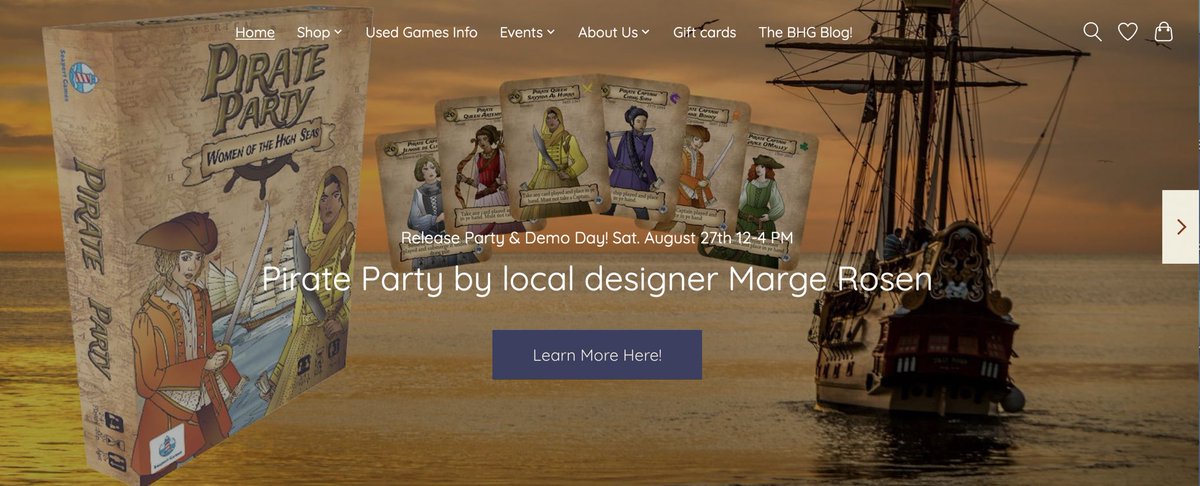 PiratePartygame's tweet photo. Game release party TODAY @BHGames noon-4pm. Join us for demo day, exclusive swag, free!  @SeaportGames https://t.co/GPlV7rRylJ