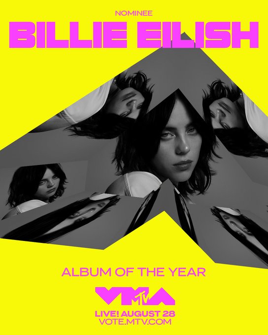 Billie's album "Happier Than Ever" has been nominated for Album of the Year at the @MTV #VMAs!

Voting