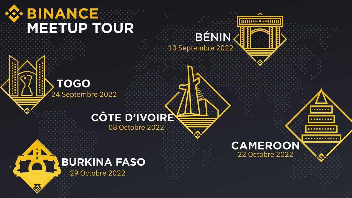 binanceafrique's tweet photo. C’est déjà la rentrée chez Binance Afrique 🎉🎉🎉

Chers Binancien et Binancienne, l’équipe Binance Afrique sera en tournée pour les prochaines semaines dans 5 pays: Bénin 🇧🇯 , Togo 🇹🇬 , Côte D’Ivoire 🇨🇮 , Cameroon 🇨🇲 et Burkina Faso 🇧🇫  pour des Meetup. https://t.co/avbG1yCMNE