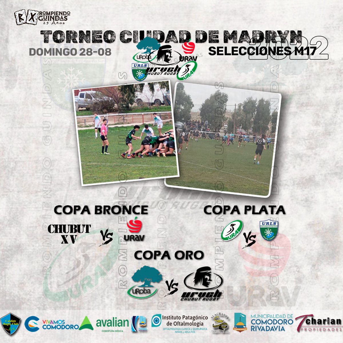 las_rompedoras's tweet photo. TORNEO CIUDAD DE MADRYN 

¡Domingo de copas! Así se vivirá la definición del torneo "Ciudad de Madryn" para los seleccionados juveniles en M17.

🥉 10 hs Chubut XV - URAV
🥈 11 hs Austral - Lagos 
🥇 12 hs Chubut - Uroba 

#rugby #ura #urav #urls #uroba #URVCH #rompiendoguindas https://t.co/3rL0oEMLcB
