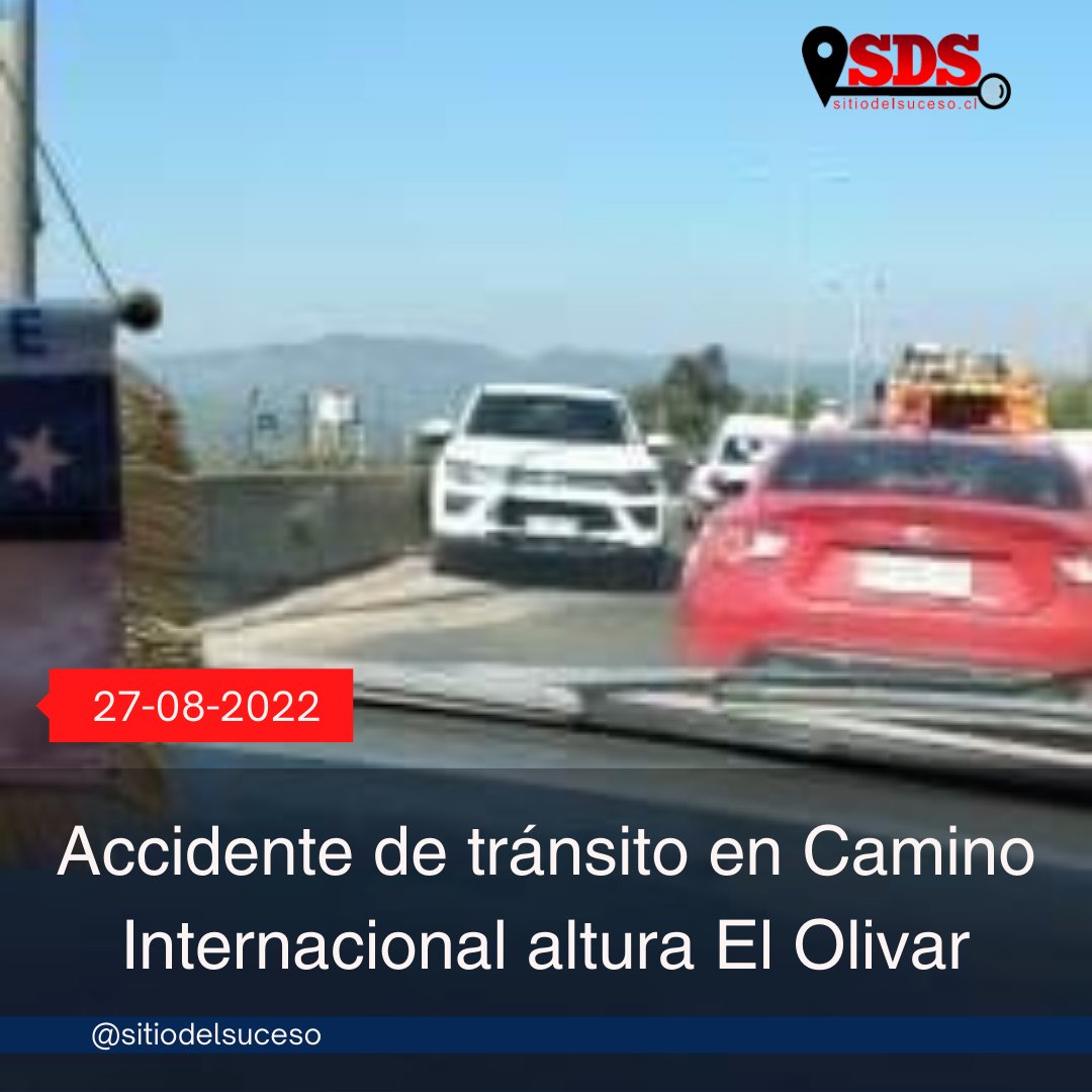 sitiodelsuceso's tweet photo. AHORA VIÑA DEL MAR: Colisión vehicular en Camino Internacional, altura El Olivar, en dirección a Ruta Las Palmas. Equipos de emergencia trabajan en el lugar https://t.co/zI1xfX1w8X