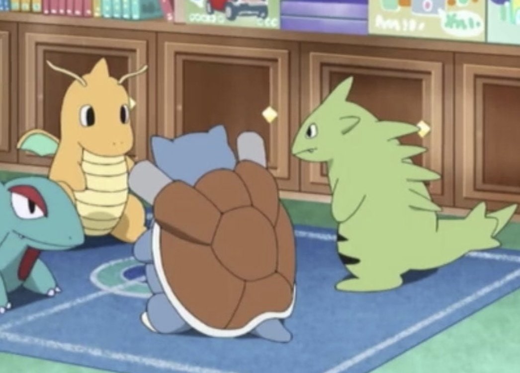 PoketrainersEsp's tweet photo. Dragonite, Tyranitar, Salamance y Blastoise bebé. Ese es el tweet 🧡 https://t.co/TFFyZNOnsz