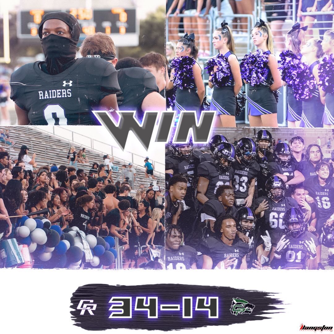 Amazing start to the season!!  Thank you Raider Nation for bringing the energy…next week we travel to Burger center to face off with Bowie. #weareCR #somethingtoprove #cedarridgefootball