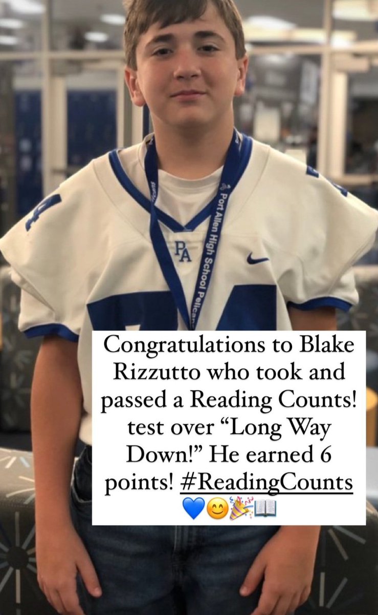 RRRGamer84's tweet photo. Way to geaux @MotoMouthB! #portallenpels #number74 #newnumber23 #readingcounts https://t.co/EIyj56534a