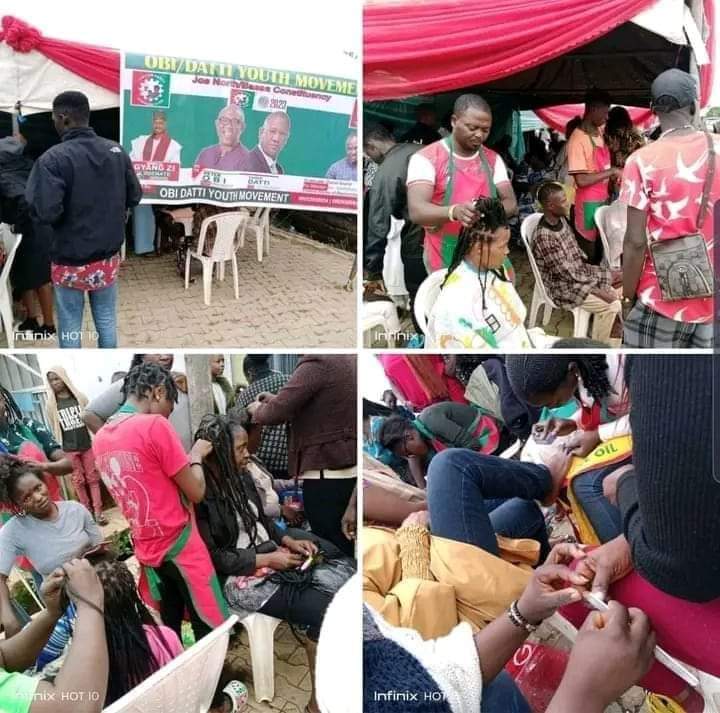 PhCity_Oracle's tweet image. Photos:
While Port Harcourt, Benue State, Ebonyi and Edo State is shutdown for @PeterObi, Obidients in Jos are making free hair, manicure/pedicure &amp;amp; other community services to residents in plateau state in support of the #Obidatti023. 🤐🤐

Bishop Oyedepo Mikano Festus Keyamo