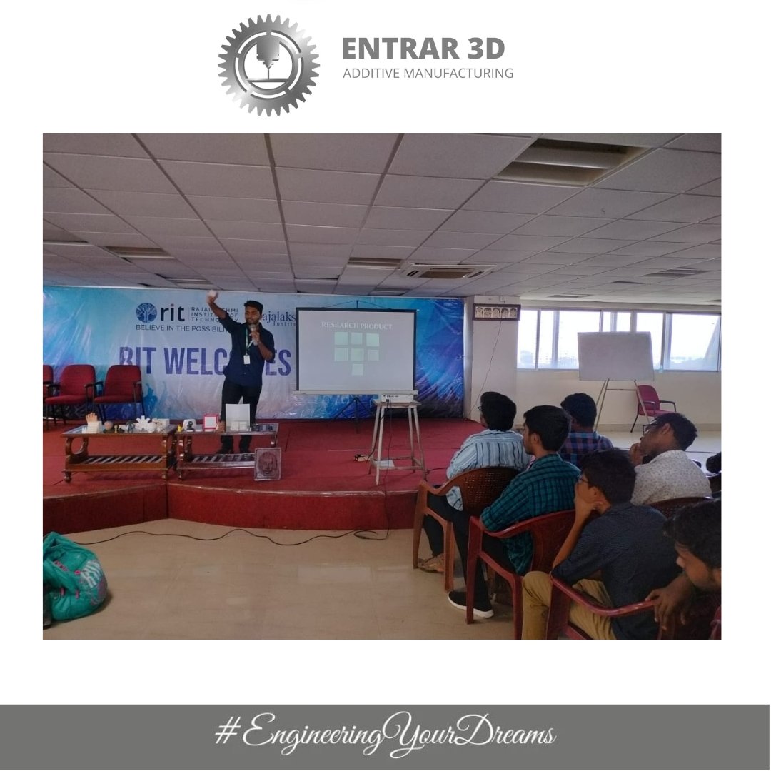 Entrar3dprint's tweet photo. We conducted orientation on 3D printing for around 400+ students. 
We have to mention about the students of #rit very interactive, striving to learn something new and having good confidence. https://t.co/A4v1pNIF2r
