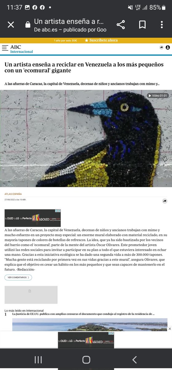 Olivarescfc's tweet photo. Así despertamos. Medios de todo el planeta están reseñando el mural de Guatire.

Indonesia, España, Reino Unido, Argentina; en todo el mundo se habla de Venezuela como un ejemplo de arte y reciclaje en este momento. https://t.co/XvGi5MXAub