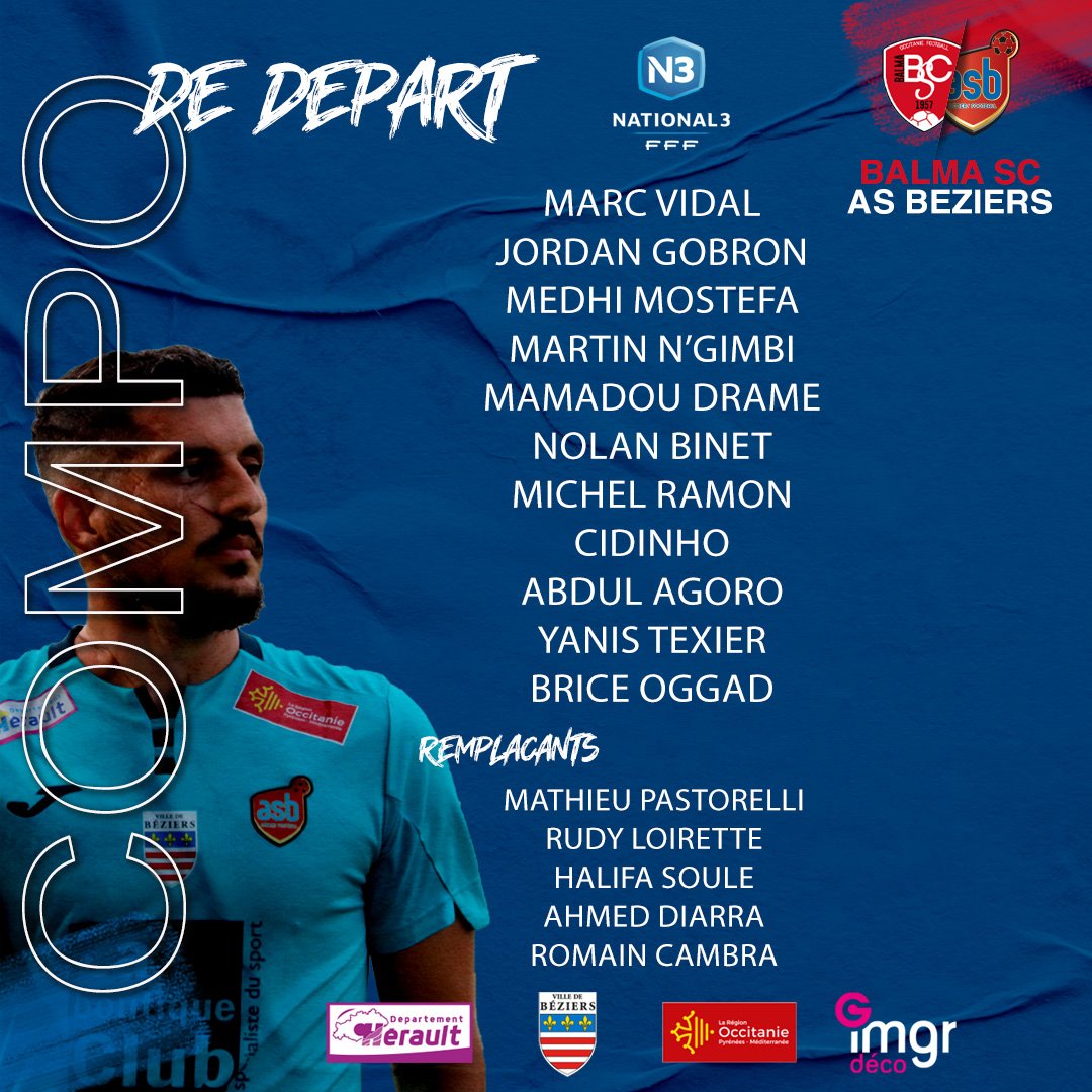 ASBeziersFoot's tweet photo. [#N3] La composition de départ 📄

⚽ #BSCASB

🔵🔴 #TeamASB https://t.co/uweIhDssU0